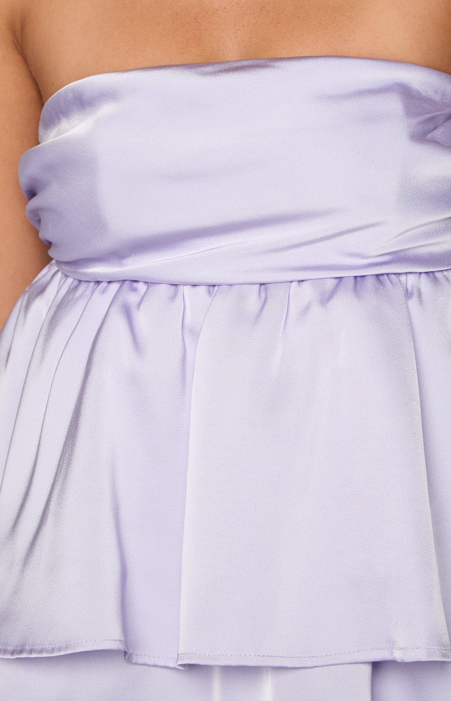 Jamie Lilac Satin Strapless Mini Dress