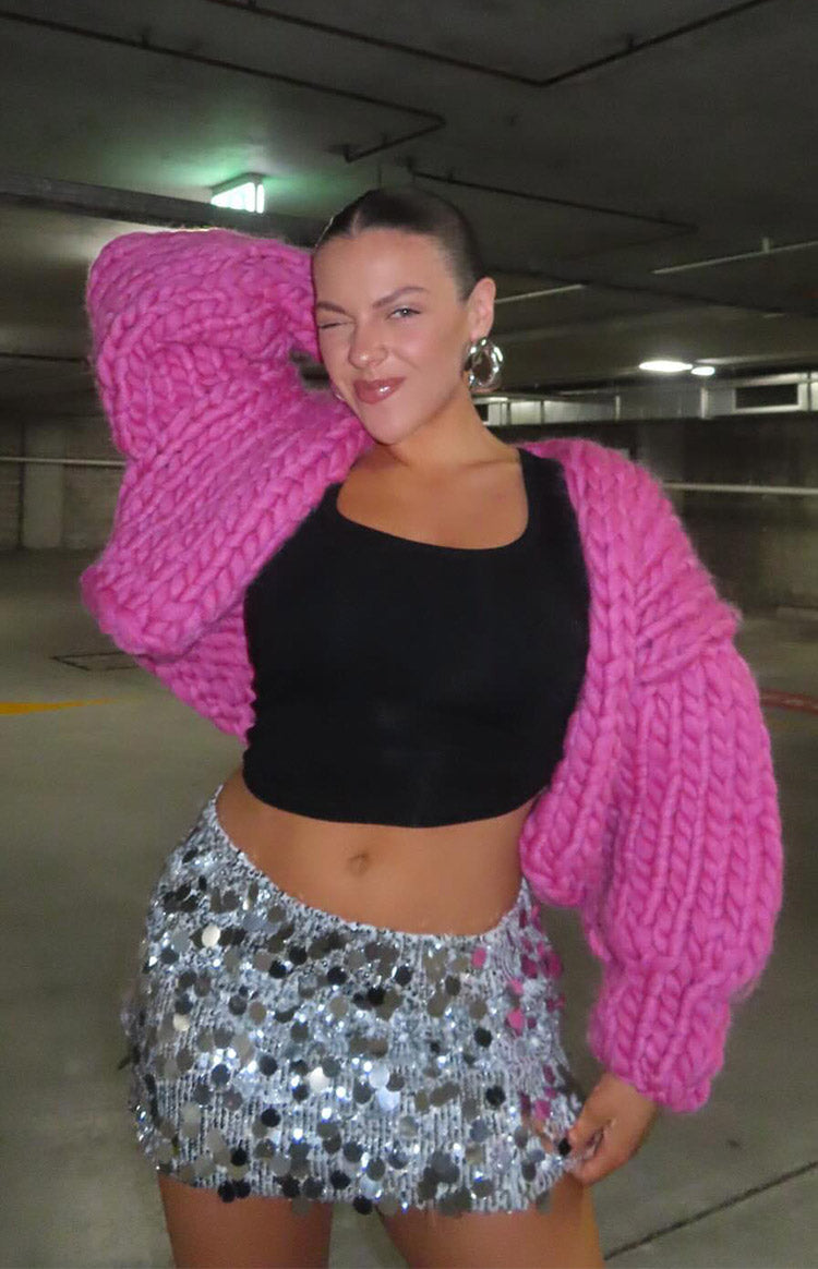 Emiko Silver Sequin Mini Skirt